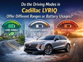 Do the driving modes in Cadillac LYRIQ offer different ranges or battery usages?