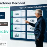 In a state-of-the-art command center, a leading OEM executive is conducting an in-depth analysis of a strategic assessment matrix; this matrix benchmarks eight top-tier CNC machining facilities across key dimensions such as automation, networking capabilities, engineering expertise, and certifications.