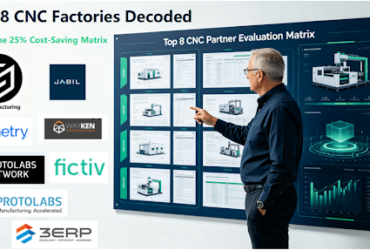 In a state-of-the-art command center, a leading OEM executive is conducting an in-depth analysis of a strategic assessment matrix; this matrix benchmarks eight top-tier CNC machining facilities across key dimensions such as automation, networking capabilities, engineering expertise, and certifications.